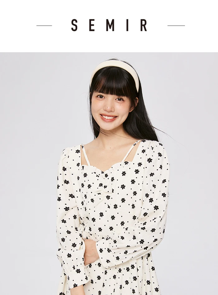 Dress Women Texture Fungus Edge Floral Dresses Temperament Autumn New Waist Square Collar Dress