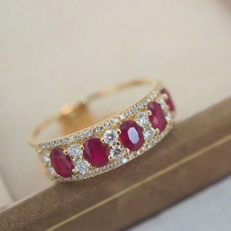 Ruby Inlaid Wring Classic Design Vintage Ruby Rings for Women Exquisite Red Gemstone ...