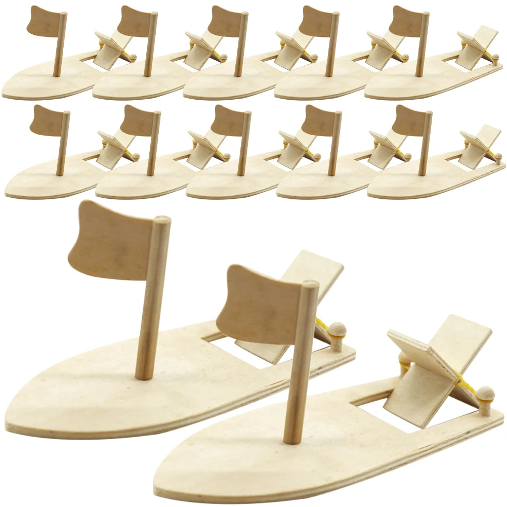 

12 Pcs Sailboat Wooden Sailing Material Package Child Crafts Rayan Toys for Kids