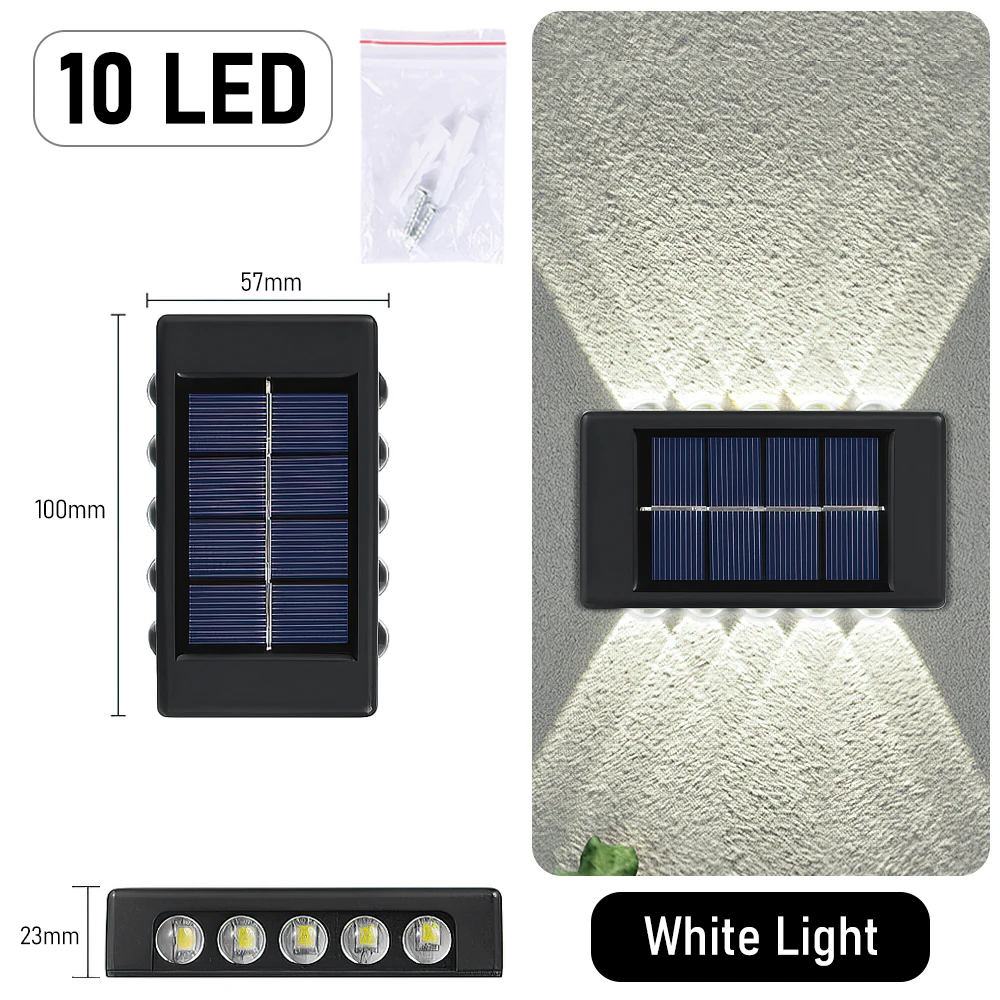 10 LED Solar Wall Lamp Outdoor Waterproof Solar Powered Light UP and Down Illuminate Home Garden Porch Yard Decoration solar post cap lights Solar Lamps