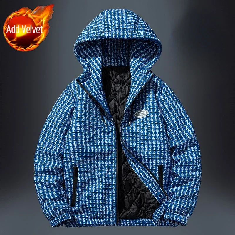 thumbnail image 1 of Parkas Abrigos Acolchados Masculinos Estampados Chaqueta de Plumón con Capucha para Hombre Acolchado Tendencia 2024 en Promoción Acolchado Invierno Exterior Nuevo y Corea Frío, 1 of 5