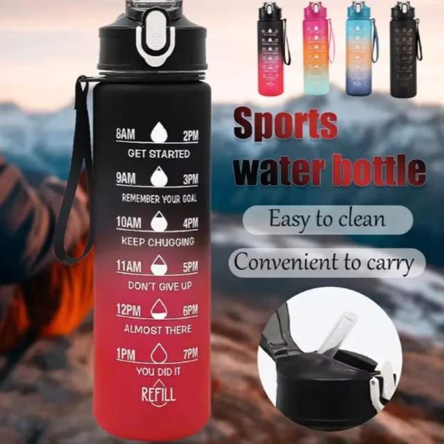 750ML Sports Water Bottle with Time-Tracking Straw Leak Proof Locking Flip Cover for Easy Carry Ideal for Outdoor Adventures 4