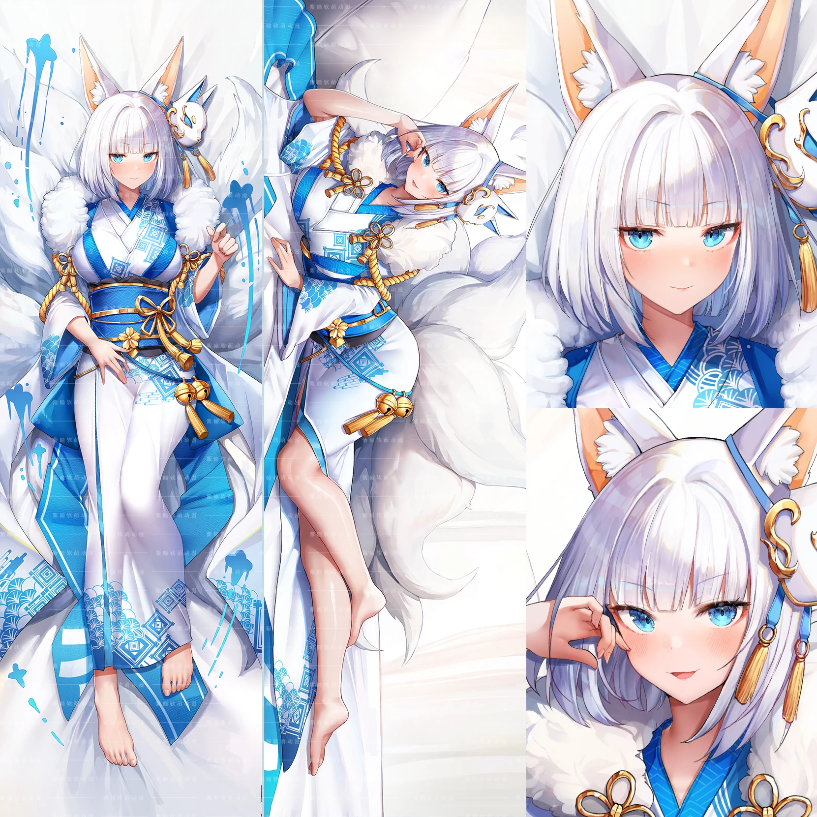 

Anime Azur Lane IJN Kaga Kimono White Fox Sexy Girl Dakimakura Hugging Body Pillow Case Cover Cushion Bed Linings Gifts ZT