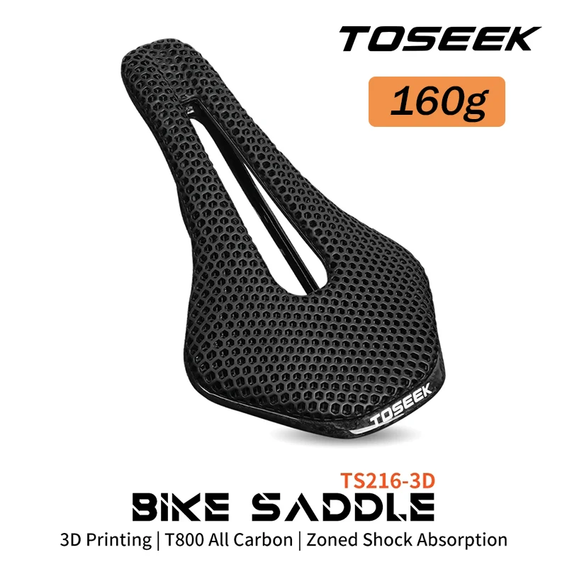 

TOSEEK 3D Printed Bicycle Saddle Full Carbon Mountain Bike Seat Cushion Ultralight Carbon Road Bike Saddle Honeycomb 3D MTB Seat