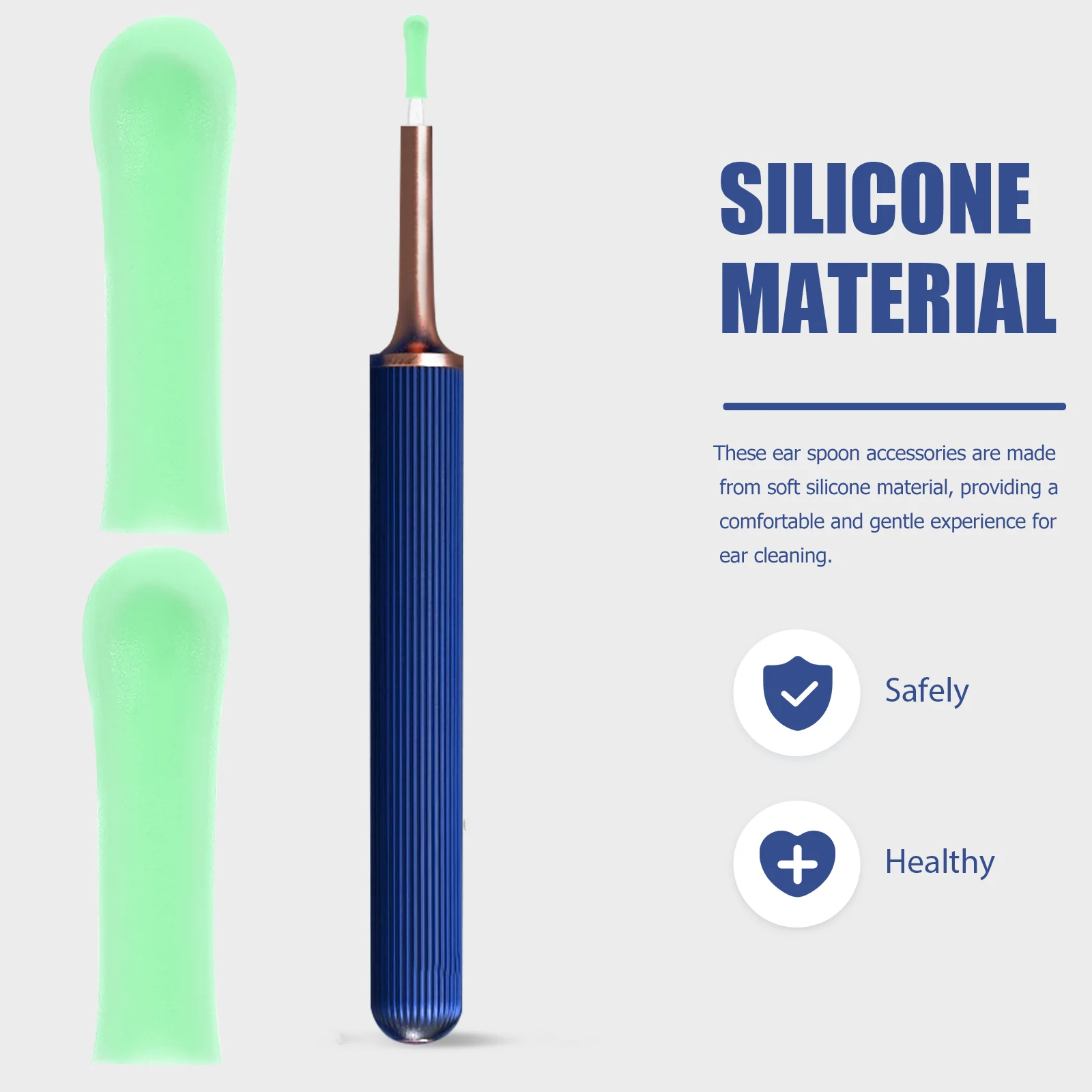 Ear Spoon Sleeves Ear Wax Removal Tips Silicone Ear Wax Picker Cover Ear Scoops Ear Spoon Protector Ear Cleaning Tools Blue 3