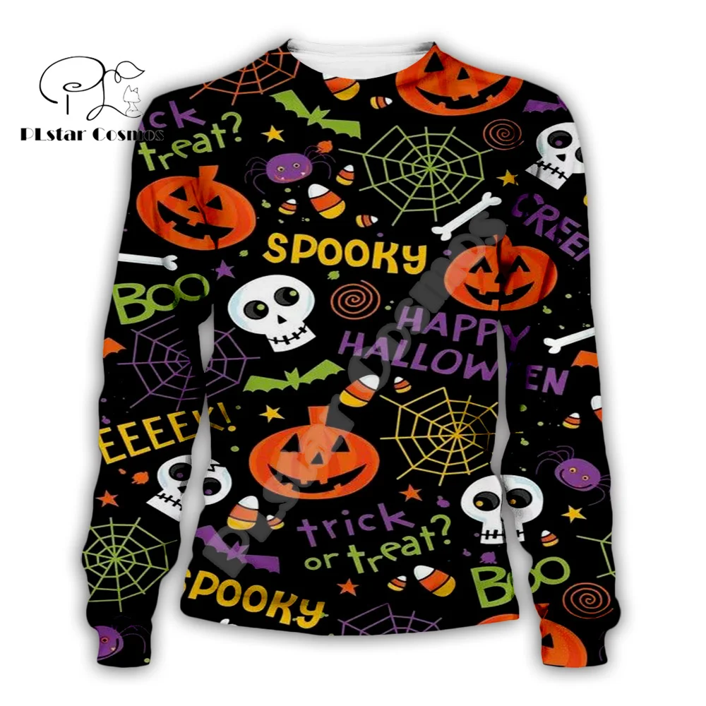 Halloween Pumpkin Skull Ghost Tattoo Retro Colorful Tracksuit Harajuku Pullover 3DPrint Streetwear Casual Jacket Funny Hoodies 1