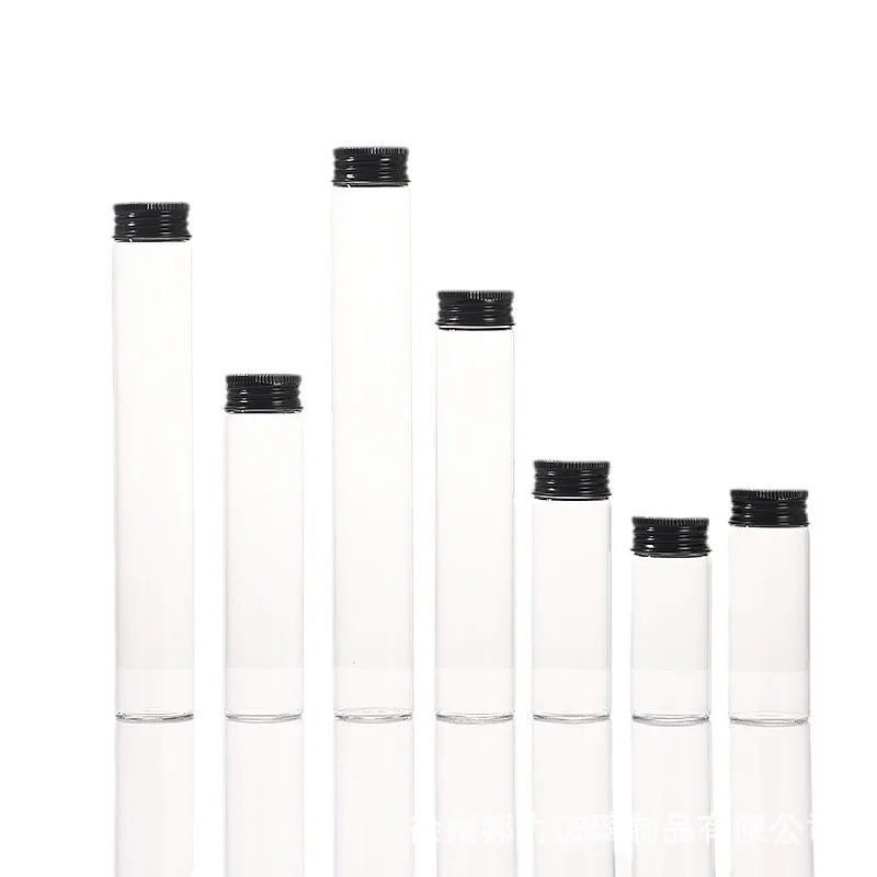 15X 10-100ml Glass Storage Bottle Mason Jars Glass Bottle Vial Glass Jars Black/Silver/Gold Aluminum Cap Wedding Glass Bottles 5