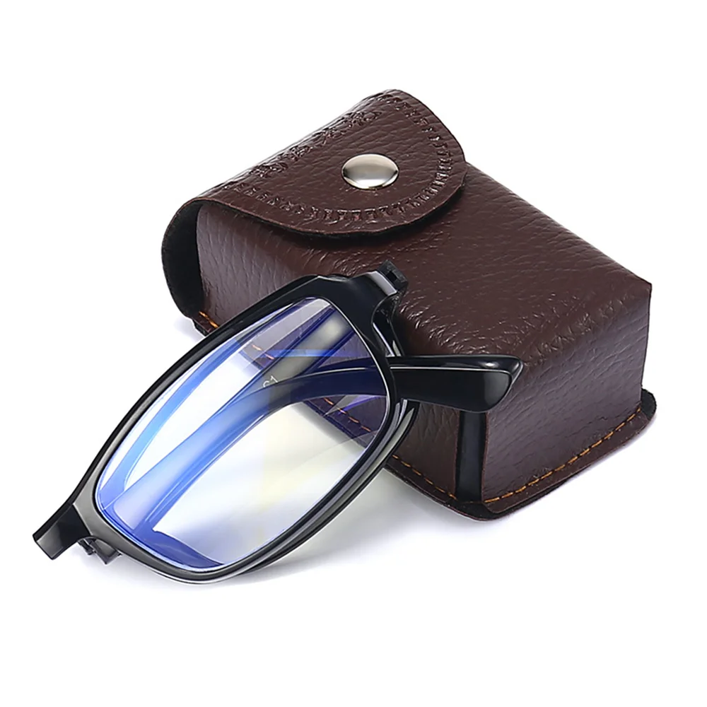 Portable Anti Blue Light Folding Reading Glasses With Case Men Women Telescopic Presbyopia