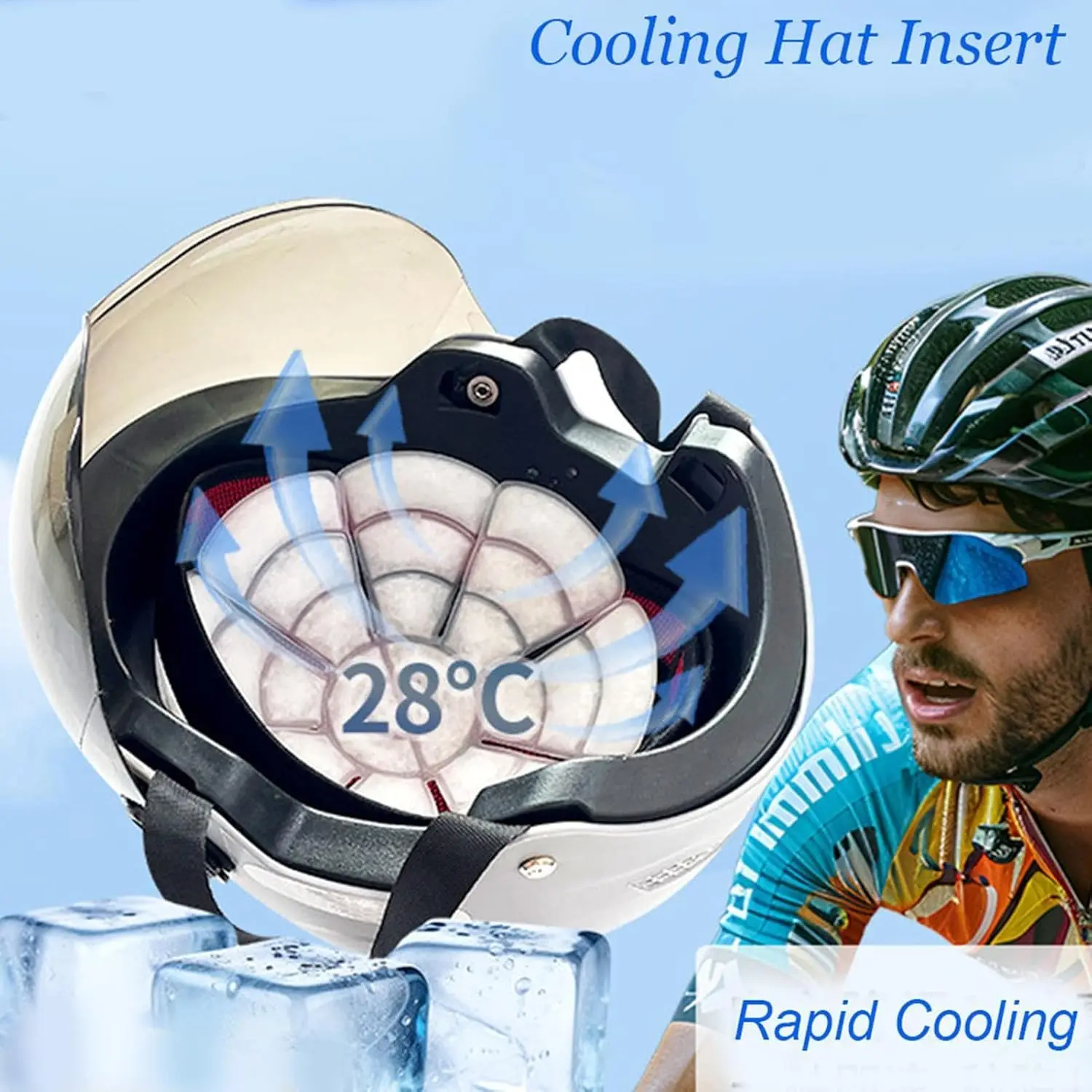 PCM Ice Hat Cold Pack for Head Heat Stroke Prevention Cooling Hat Insert Reusable Ice Pack for Hard Hats Sun Hat Cycling Helmets