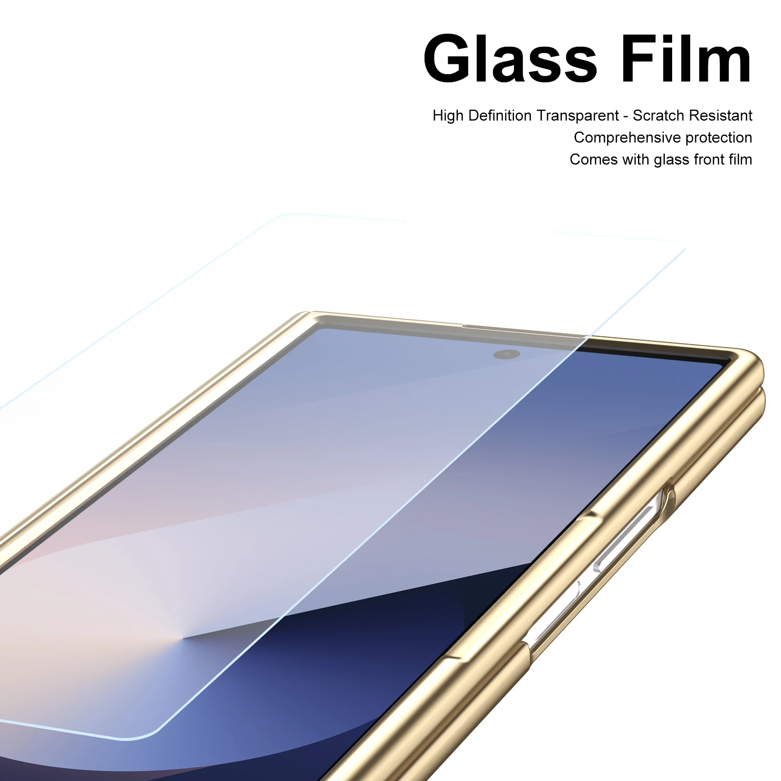 360° Folding Flap Leather Phone Case with Pen Groove & Tempered Glass Film, Drop Resistant Design