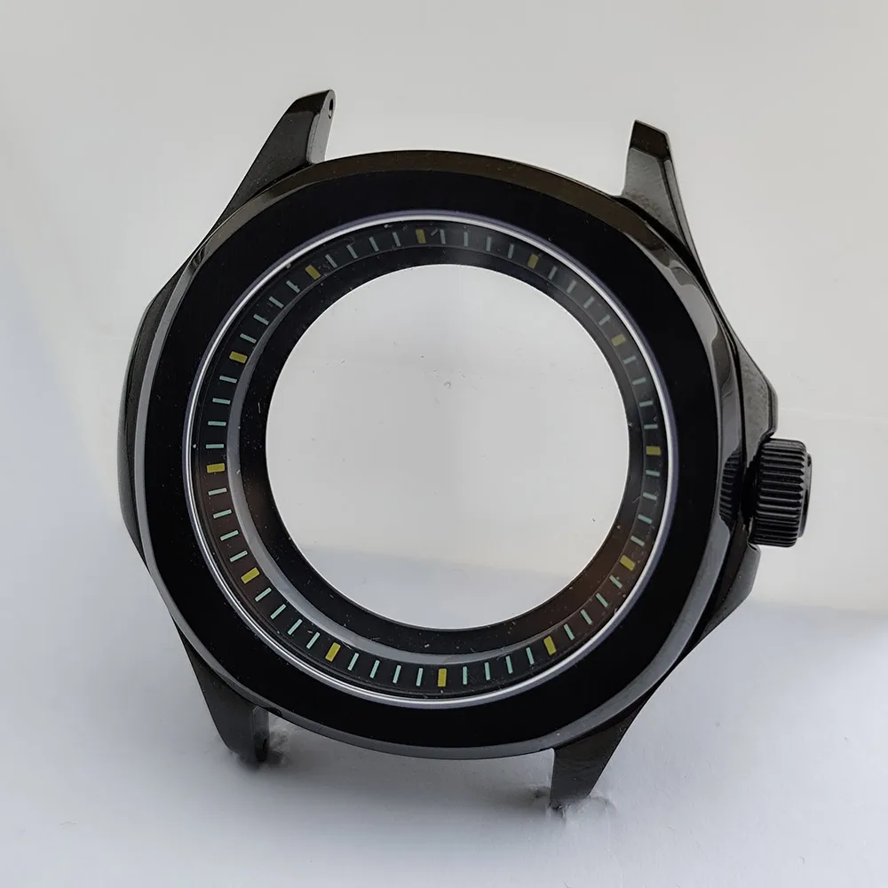 Black Steel Watch Case with Sapphire Glass and Chapter Ring, 39.5mm