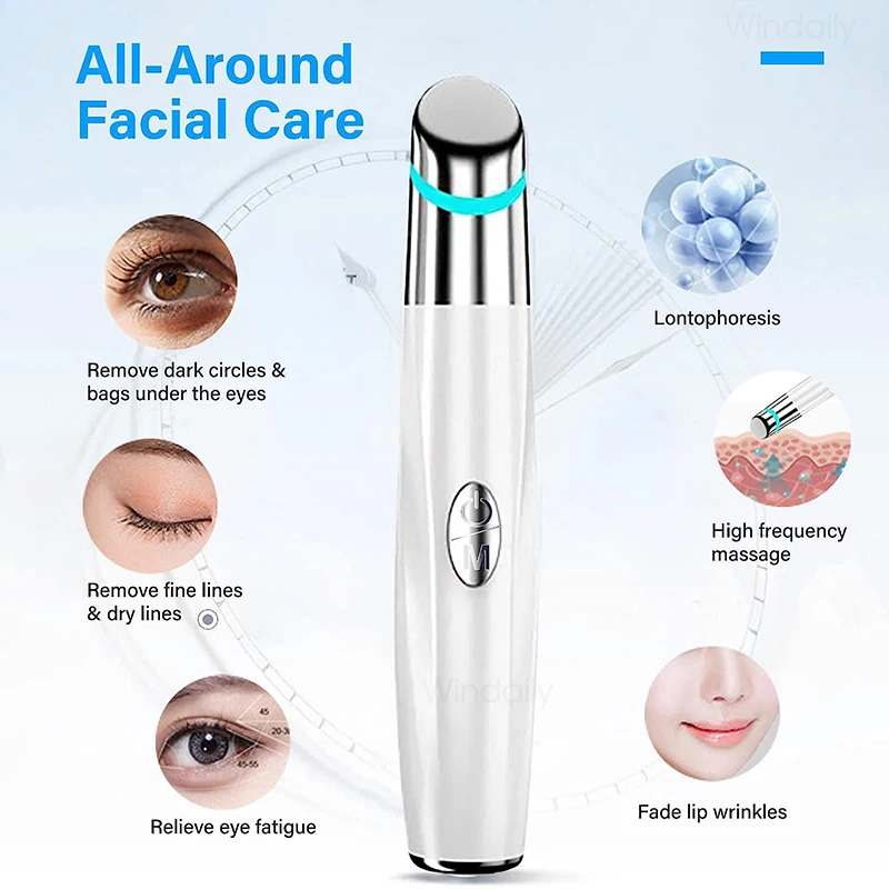IPL Eye Face Massager Vibration Heated Facial Massage Wand Pen Dark Circles Puffiness Anti Wrinkle Skin Care Tool Beauty Device eye massager