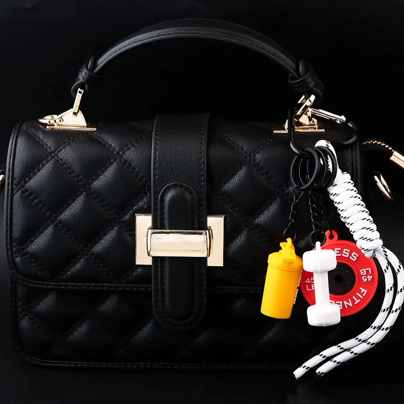 3DMini Dumbbell Fitness Kettle Keychain for Women Fashion Bag Pendant Fitness Enthusiast Bag Car Key Charm Decoration Gift