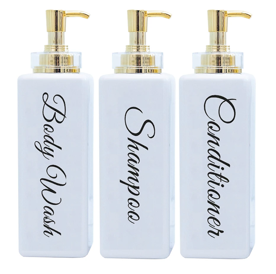 Reusable Shampoo Conditioner Body Wash Dispenser For Hotel Bathroom Shower Soap Dispenser Empty Press Bottles With Gold Pump Soap dispenser Shampoo dispenser