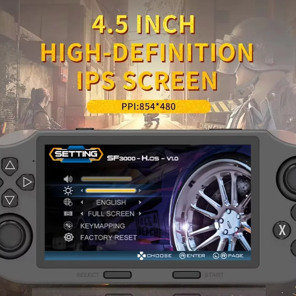 SF3000 Retro-Handheld-Videospielkonsole – Klassische Spiele im Taschenformat mit 4,5-Zoll-IPS-Bildschirm, 3000-mAh-Akku, tragbar, Linux_voghion.com
