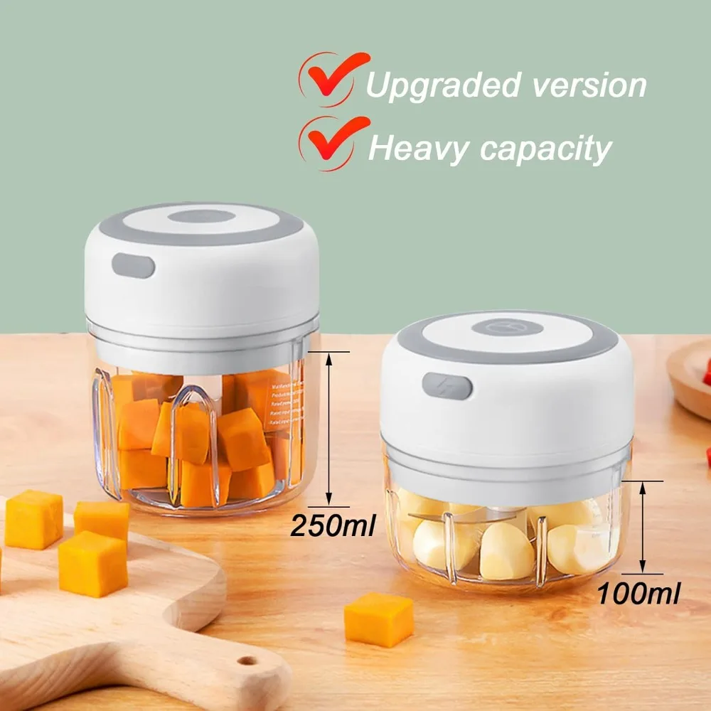 Electric Garlic Mincer 250ML Vegetable Chopper Food Chopper, USB Mini Garlic Mincer, Onion Chopper Portable Small Food Processor 2