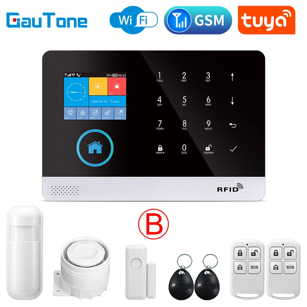 anti theft lock GauTone PG103 Alarm System for Home Burglar Security 433MHz WiFi GSM Alarm Wireless Tuya Smart House App Control wireless security keypad Alarms & Sensors