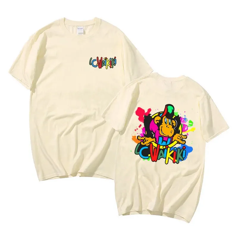 Lc Waikiki Monkey Graphic Print T-shirt Summer Funny Men Women's Cartoon Monkeys Short Sleeve T Shirts Male 100% Cotton Tshirt 4