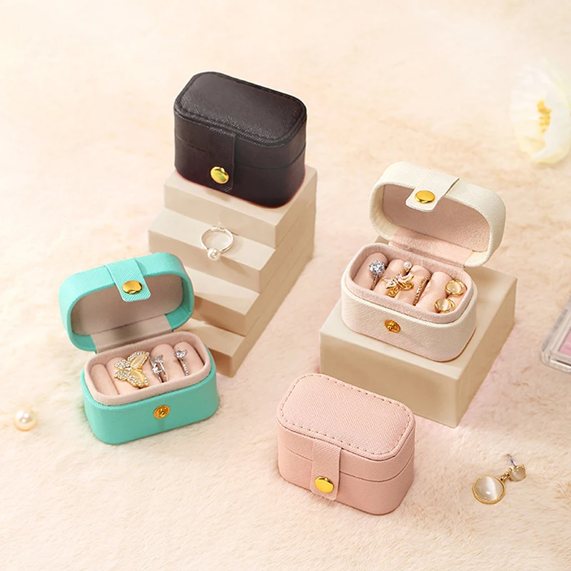 Small Jewelry Box, Mini Jewelry Organizer, Square Jewelry Display Box, Pu  Leather Earring Ring Necklace Jewellery Case, Travel Portable Jewelry  Storage Box - Temu