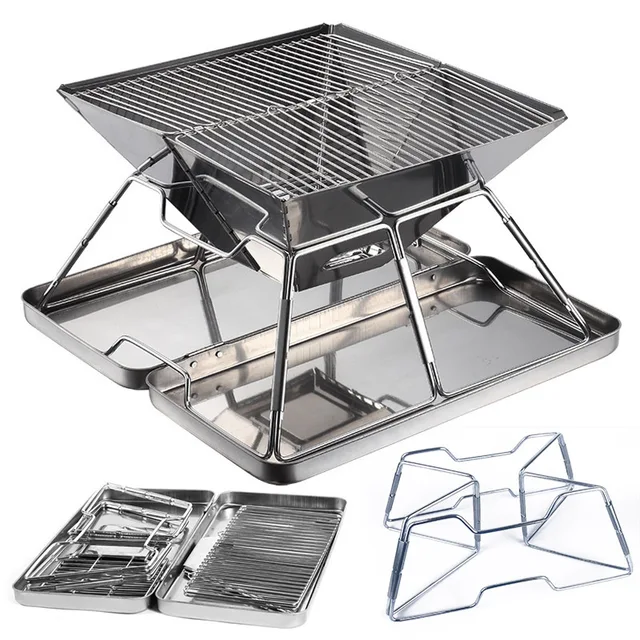Tourist Burner Stove Camping 3-5 Person Outdoor Camping Portable BBQ Grill Fold Stainless Steel Stove Picnic Barbecue Utensils