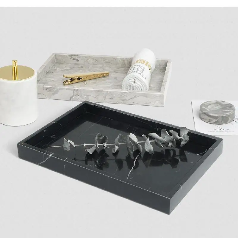 

Nordic Style Marble Tray Kitchen Bathroom Storage Cosmetic Jewelry Tray Rectangular Jewelry Storage Tray Display Storage Stand