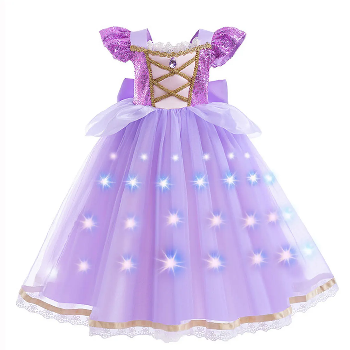 رابونزيل الأرجواني قصيرة الأكمام توتو تنورة الدانت...