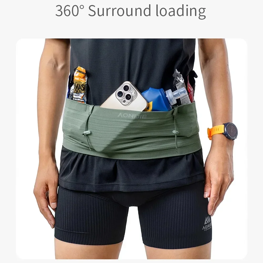 AONIJIE-Woven Elastic Sports Waist Bag Pack Running Race Number Belt Triathlon Marathon Race Cycling Mountaineering W8116 5