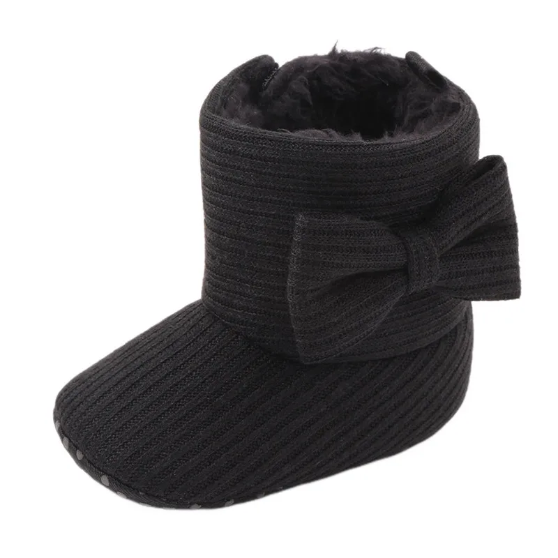 0 to 18 Months Baby Girls Snow Boots Toddler Winter Warm Soft Sole Anti-Slip Bowknot Crib Shoes Baby Items baby shoes baby boots winter snow boots
