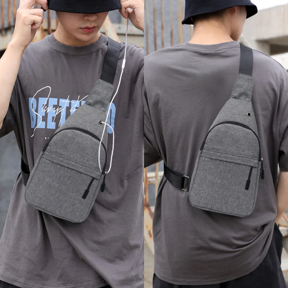 Men\'s Shoulder Bag Canvas Sport Crossbody Trend Outdoor Chest Bag for Men Daily Picnic Travel Package Mobile Phone Chest Bag