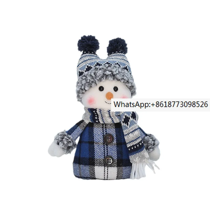 

Christmas New Product Blue Fabric Doll Cute Ski Swinging Snowman Decoration Decoration Decoration Decoration Holiday Gift