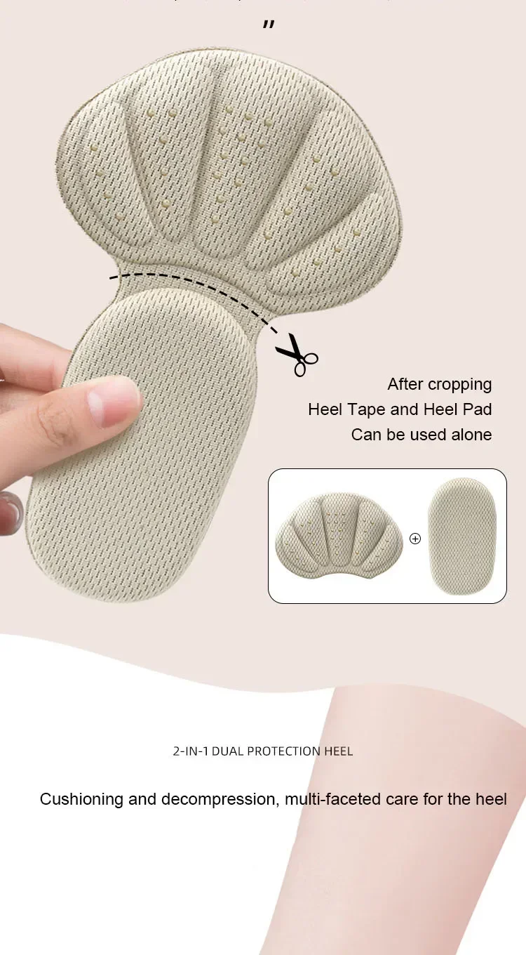 Fersenschoner für Sneaker, Fersenschutz, Fußpolster, Schmerzlinderung, Größenreduzierer, rutschfeste Schuh-Einlegesohlen, T-förmiges Fußpflege-Polster, Fersengriffe – Detail 4