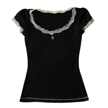 Short Sleeve Gothic T-Shirts Women Y2k Print Tshirt Graphic Tee Tops E-Girls Punk Tee Shirts Streetwear 1