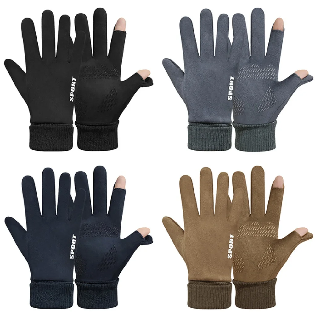 Fishing Gloves 2 Cut Fingers for Men Women Universal Keep Warm Anti-slip Fishing Protection