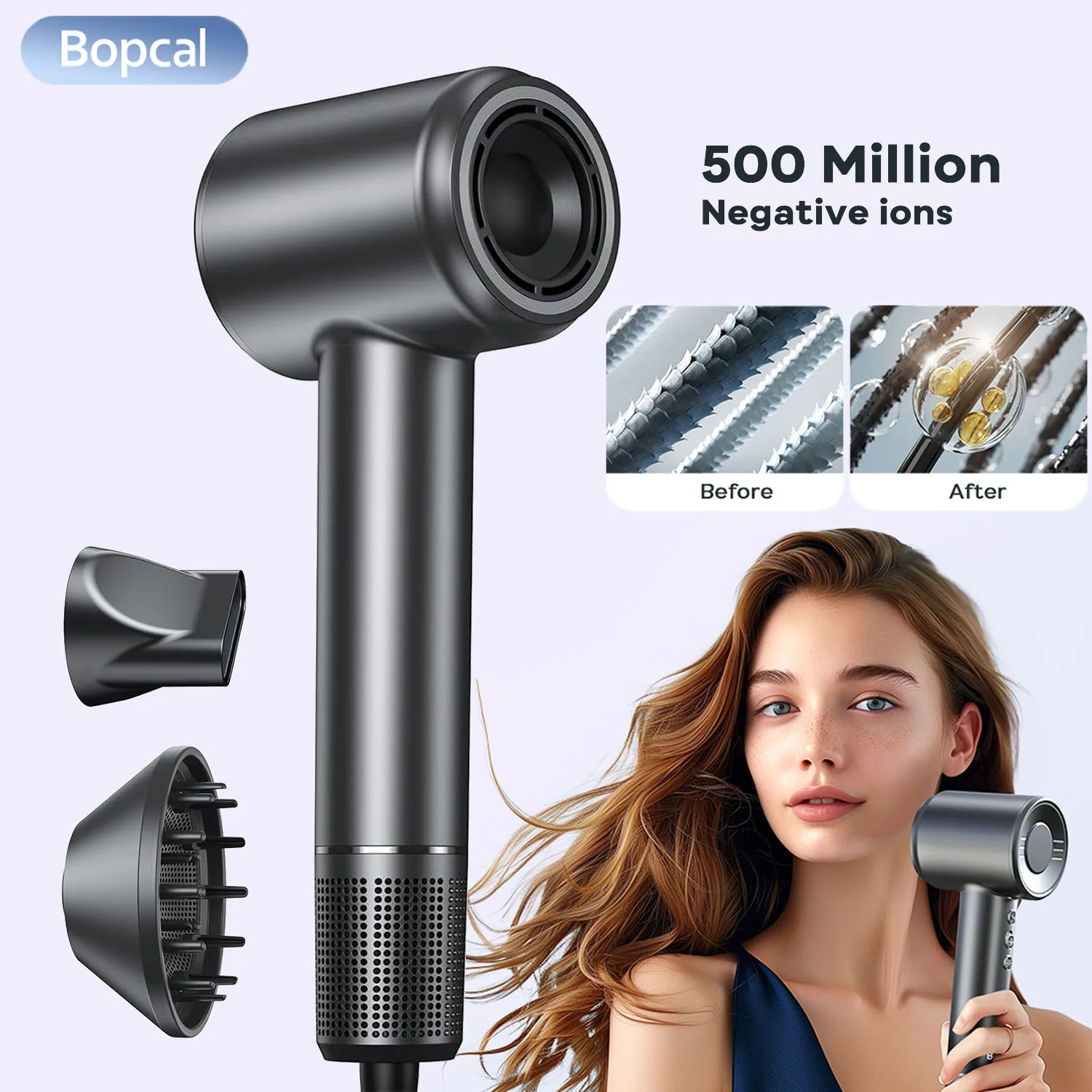 Hair Dryer Electric High Speed Hair Dryer 120000RPM Brushless Negative Ions Blow Dryer Super Powerful Wind Lownoise Quick Drying Hair
