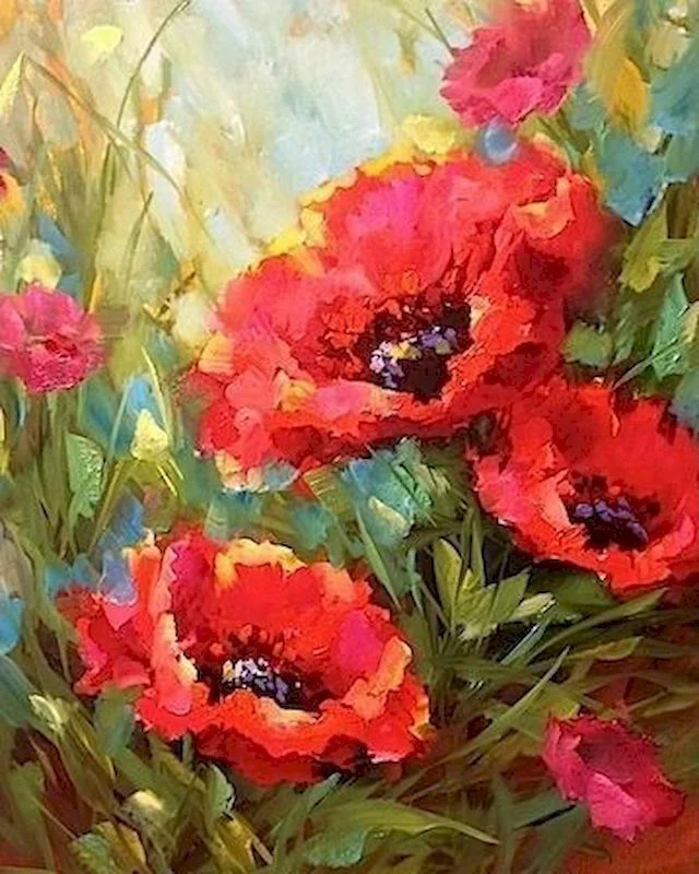 HUACAN-大人の部屋のための花の数による油絵,50x65cm - AliExpress