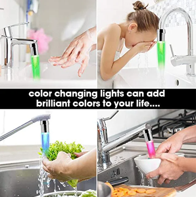 Lumière de robinet d'eau à Led, 3/7 couleurs changeantes, cascade, lumière  de robinet à flux d'eau, salle de bains, cuisine, lampe pas besoin de  batterie | AliExpress