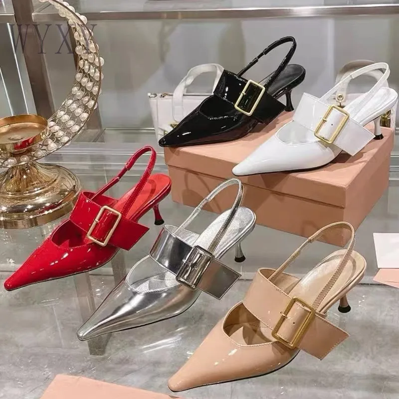 

2024 New Summer Sandals Fashion Pointed Toe Women Shoes Sexy High Heels Concise Genuine Leather Chaussure Femme Size 35-40