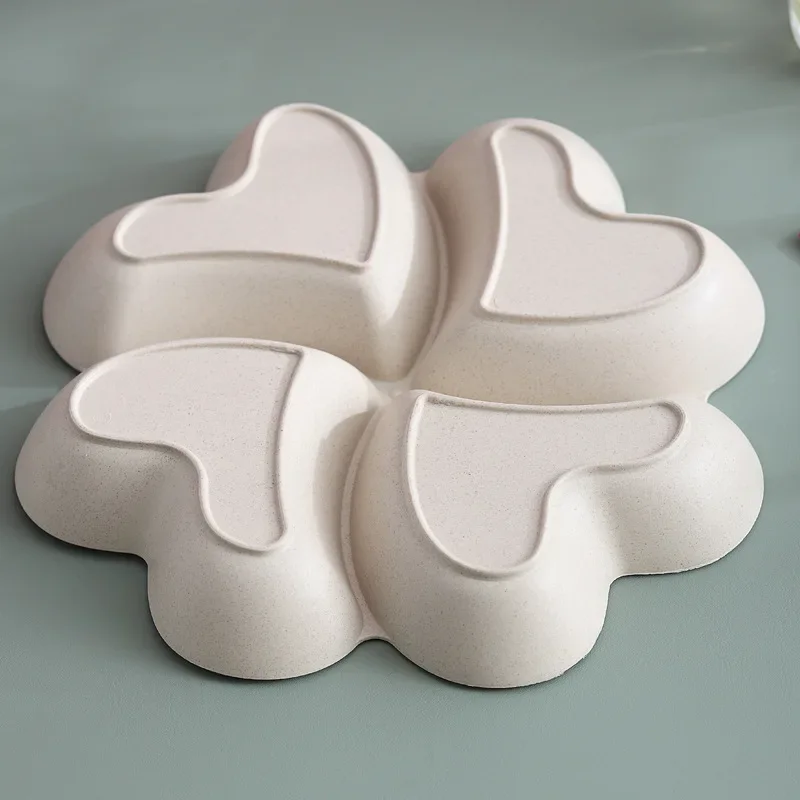 4-grid Fruit Plate Tray Heart Shaped Creative Plates Storage Box Dried Fruit Snack Plates Divided Candy Dessert Plate Container