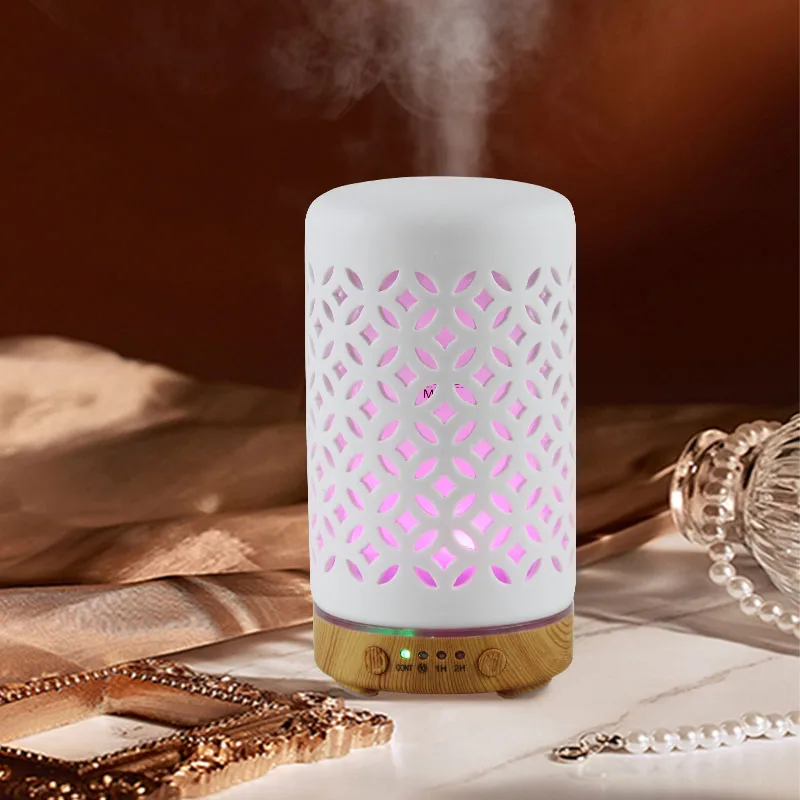 Ceramic Ultrasonic Air Humidifier Timing Function Aroma Diffuser Desktop Essential Oil Diffuser Room Scent Diffuser with Lights 3