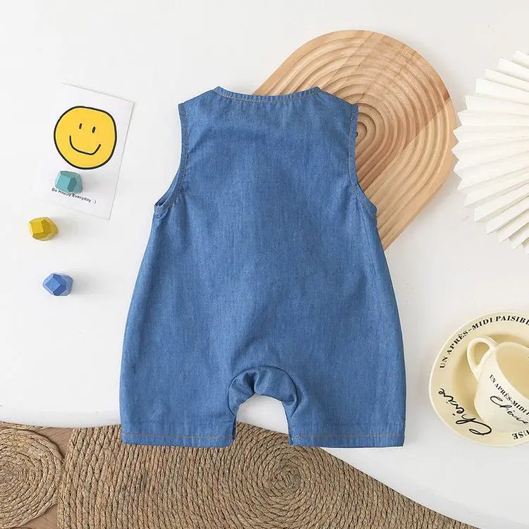 Summer Baby Boys Cute Ducks Clothes Romper Sleeveless Soft Denim Baby Boys clothes 6 to 9 month Toddler Jumpsuit 3
