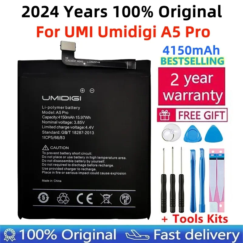 2024 Years 100% Original High Quality 4150mAh Replacement Battery For UMI Umidigi A5 Pro A5Pro Cell Phone Batteries Bateria