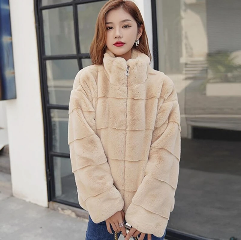 

Long Sleeve Faux Fur Coat Women Winter 2023 Plush Jacket Ladies Korean Fashion Artificial Mink Fluffy Jacket Zipper Overcoats