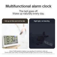 LCD Digital Alarm Clock Mute Electronic Clock Temperature Humidity Calendar Week Display Smart Night Light Mode Bedroom Clocks 4