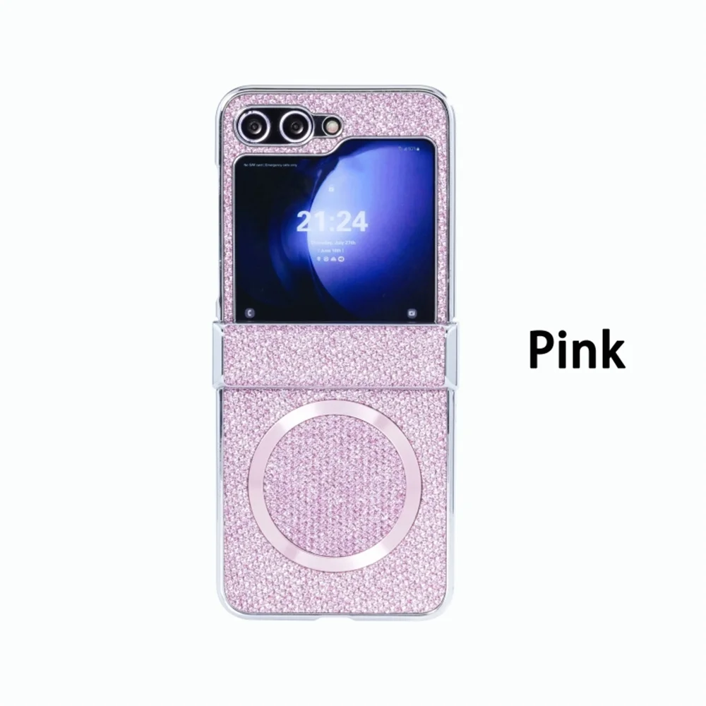 Luxury Glitter Magnetic Case with Wireless Charging Hinge Protection