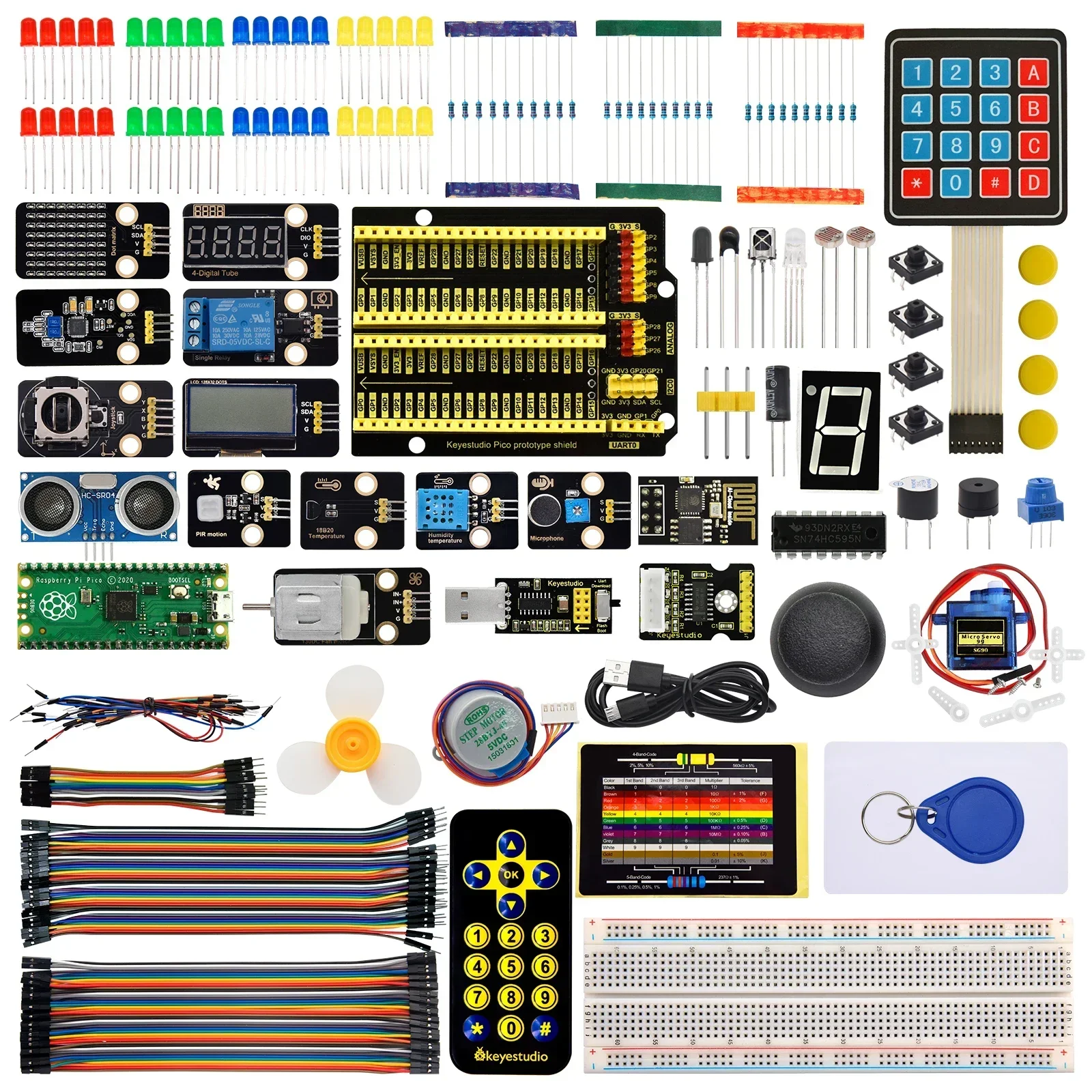 Keyestudio DIY Raspberry Pi Pico Ultimate (Complete/ Basic ) Sensor Starter Kit For MicroPython and Arduino IDE Kit For Adults