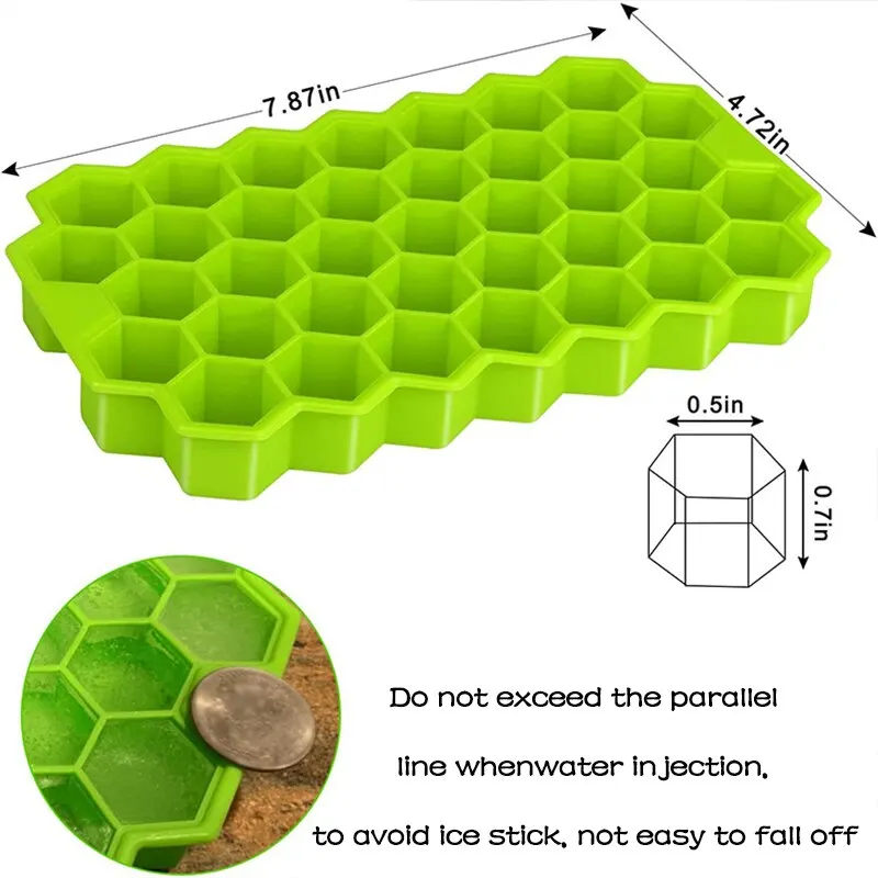 Ice Cube Mold 1pcs Honeycomb 37 Lattice Cube Tray Maker With Lid DIY