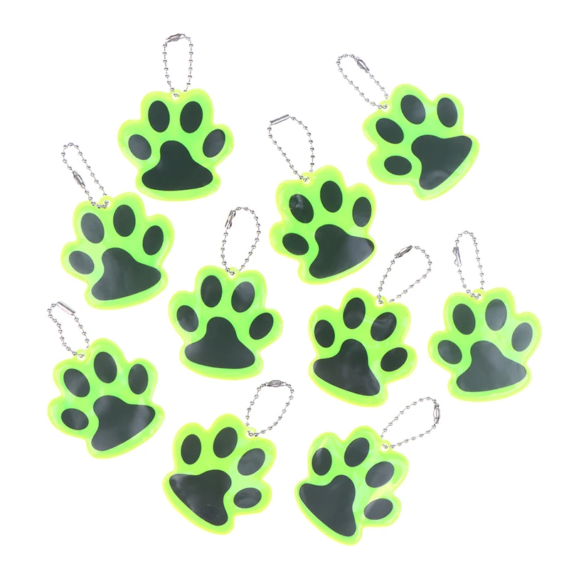 10Pcs Nette Pfote Reflektierende Schlüsselbund Outdoor Nacht Sicherheit Kinder Haustier doppelseitige Reflektierende Rucksack Zubehör Anhänger – Detail 11