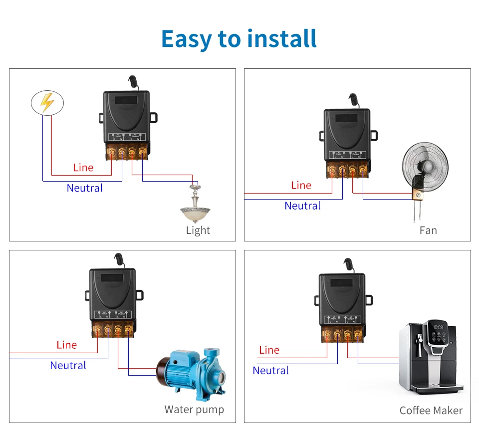 RF 433 Mhz Drahtlose Fernbedienung Schalter 12 V 24 V 48 V 72 V 110 V 220 V 30A Relais Empfänger für Wasserpumpe Motor LED Licht Tür Zugang – Detail 5