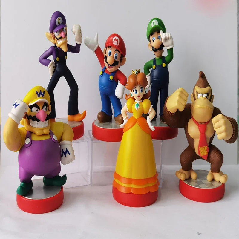 6Pcs Super Mario Anime Figure Wario Waluigi Browser Daisy Pvc Doll Game Oggetti Da Collezione Periferici Giocattoli Per Bambini Regali Di Compleanno