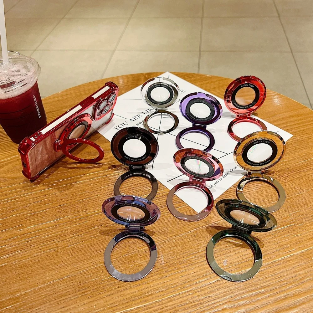 Foldable Finger Ring Holder Stand Grip 360 Rotating For Mobile Phone Car Magnetic Mount Phone Back Sticker Pad Unniversal Bracke